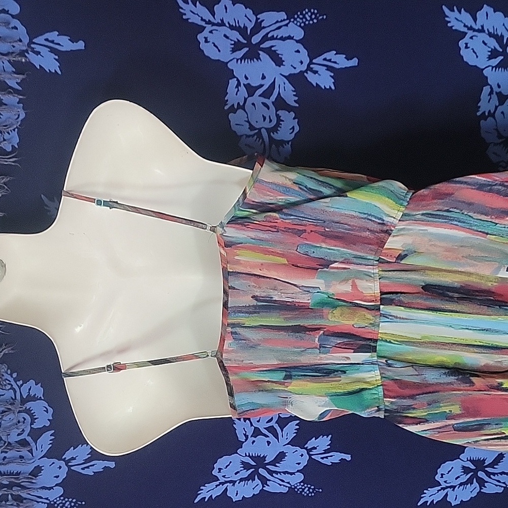Jack rainbow spaghetti strap sun dress size 2, 15"PTP - Picture 5 of 10